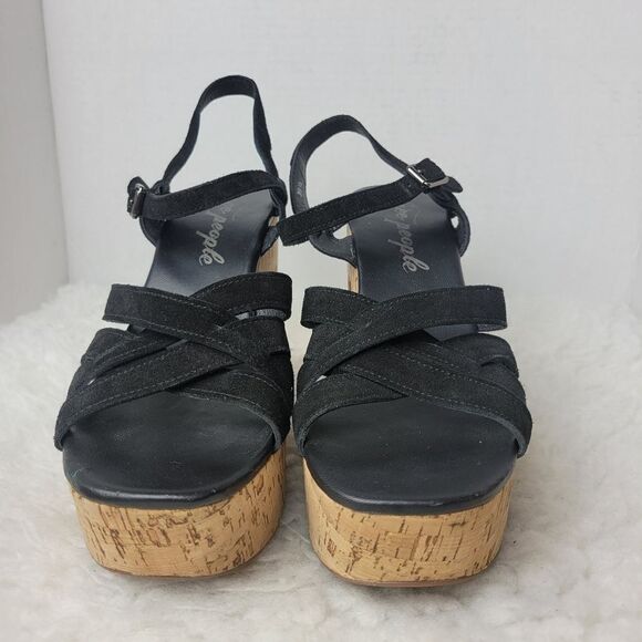 Free People Lisbon Womens Shoes Size 9 Platform Black Suede Mules/Heels - Picture 2 of 8